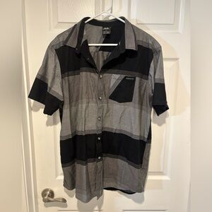 Oakley Black and Gray Striped Button-Down Shirt